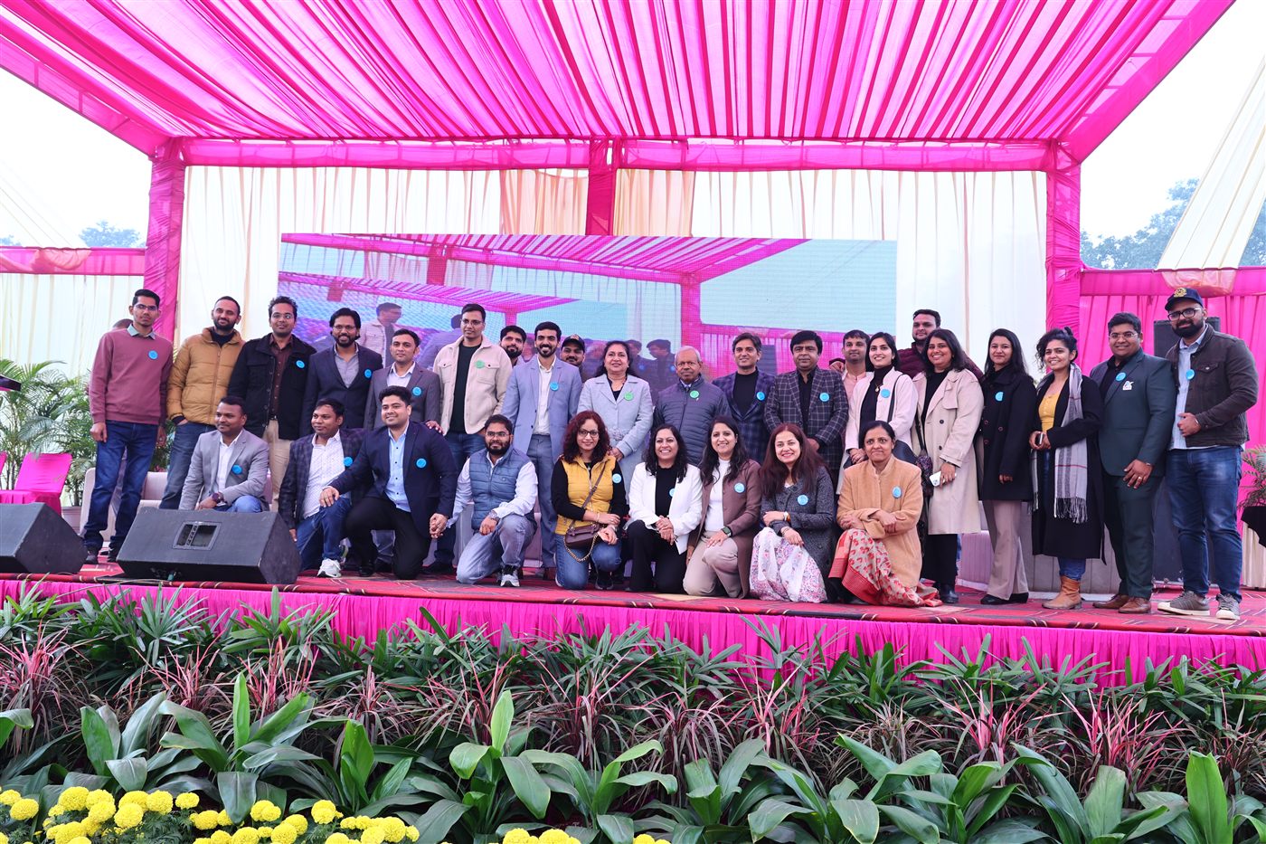 Team photograph at industry event